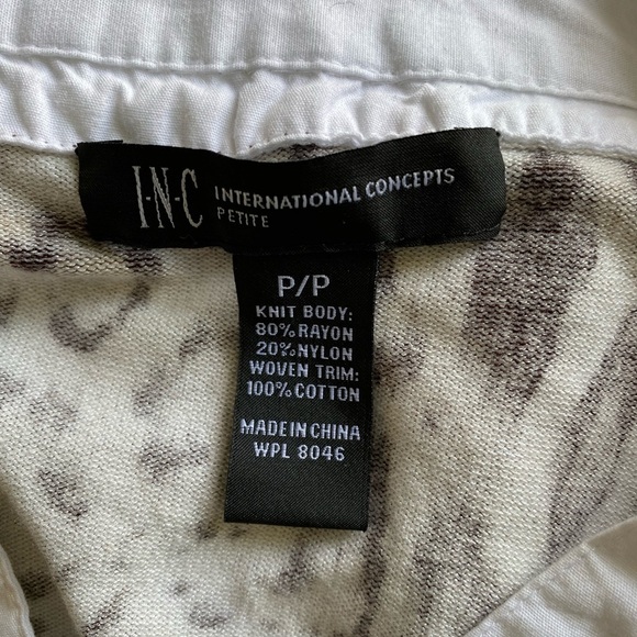 INC International Concepts preppy vtg y2k Animal Print Blouse with White Trim - Picture 5 of 5